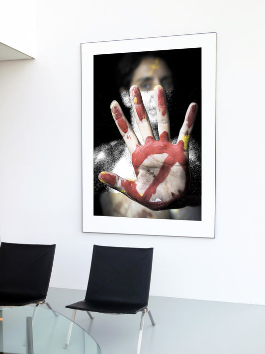 Brothers & Sisters canvas from the Mask series (73x100cm) Technique: Acrylic, Collage, Auxiliaries.