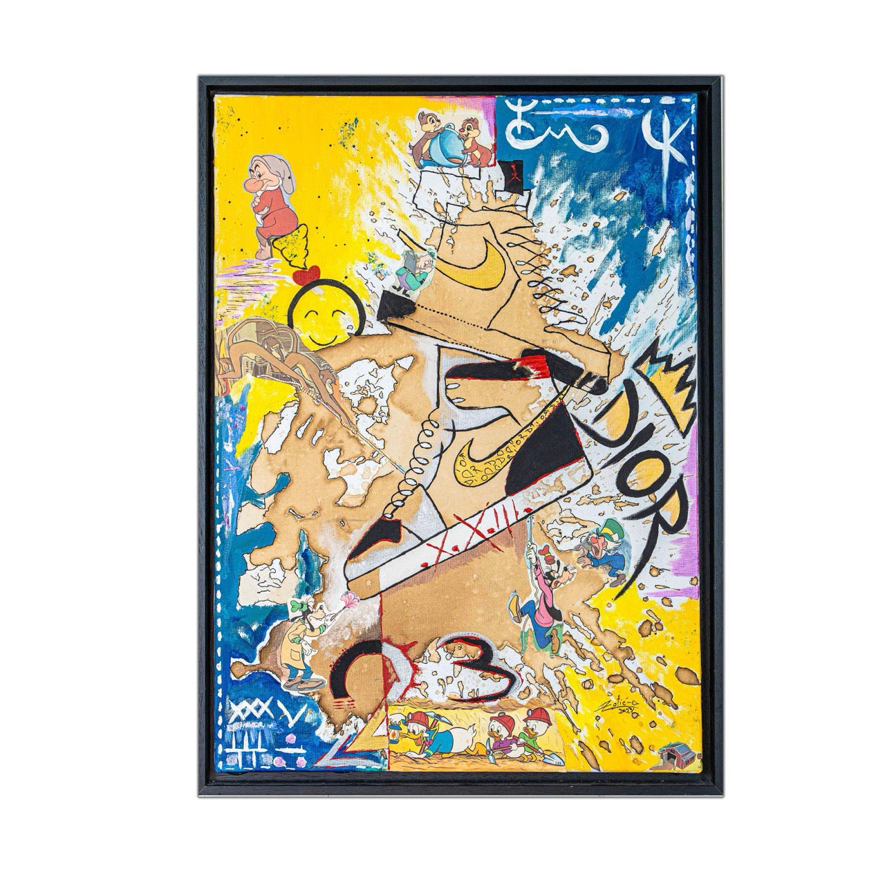 Brothers & Sisters canvas from the Mask series (73x100cm) Technique: Acrylic, Collage, Auxiliaries.