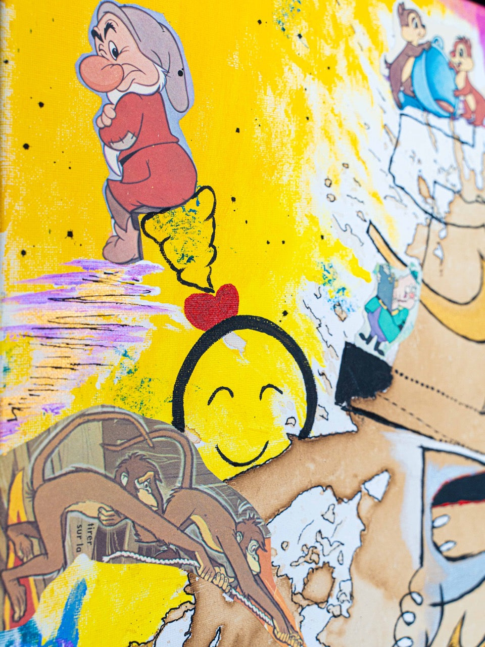 Brothers & Sisters canvas from the Mask series (73x100cm) Technique: Acrylic, Collage, Auxiliaries.