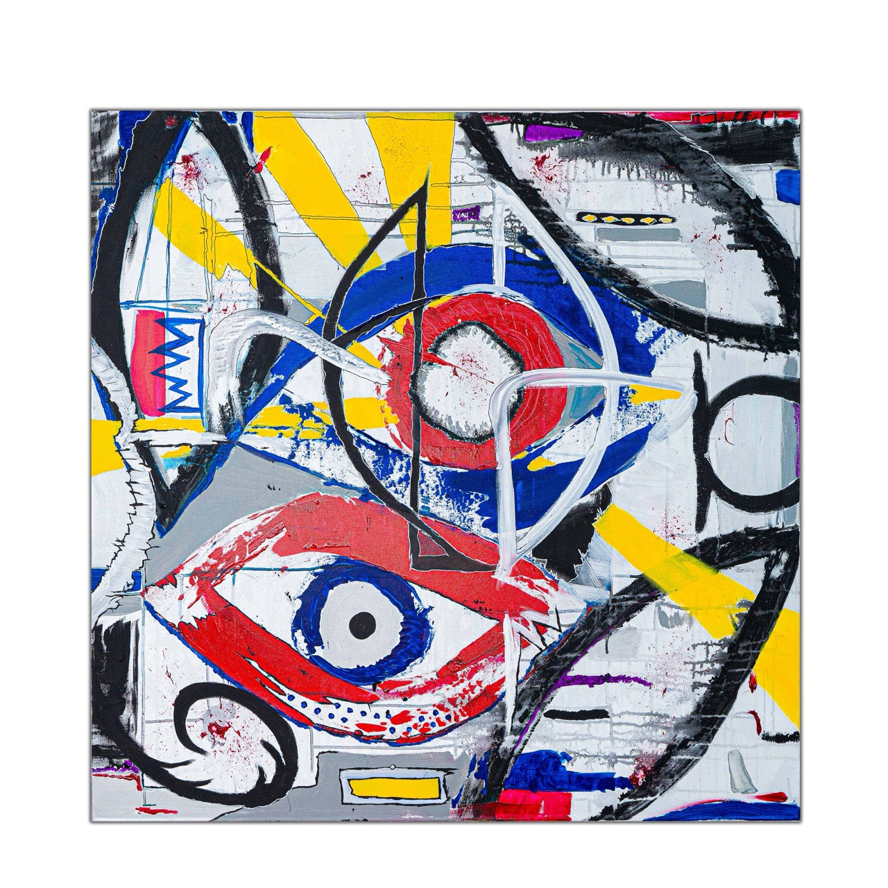 Brothers & Sisters canvas from the Mask series (73x100cm) Technique: Acrylic, Collage, Auxiliaries.