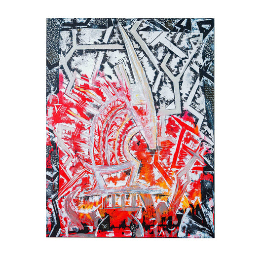 Brothers & Sisters canvas from the Mask series (73x100cm) Technique: Acrylic, Collage, Auxiliaries.