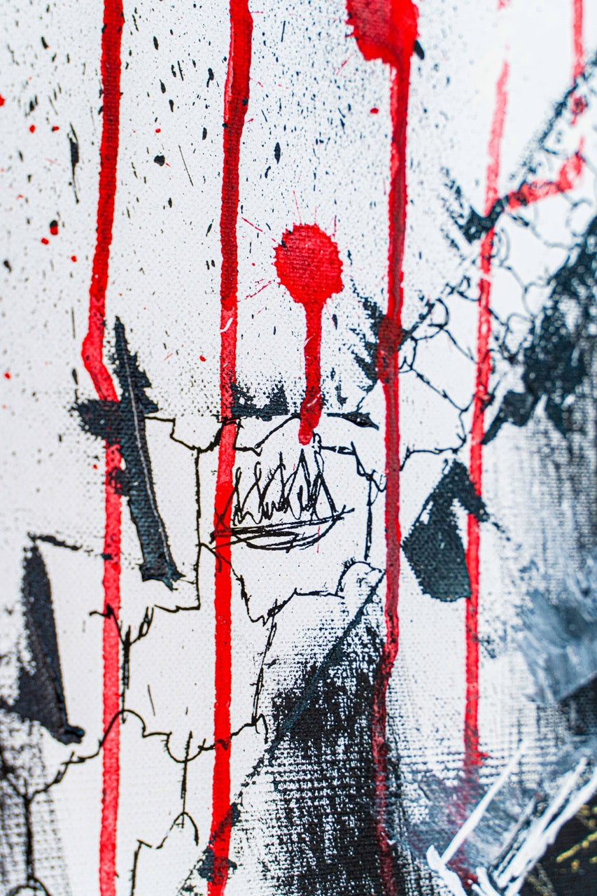 Brothers & Sisters canvas from the Mask series (73x100cm) Technique: Acrylic, Collage, Auxiliaries.