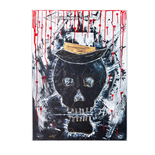 Brothers & Sisters canvas from the Mask series (73x100cm) Technique: Acrylic, Collage, Auxiliaries.