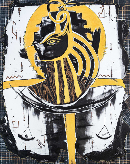 Brothers & Sisters canvas from the Mask series (73x100cm) Technique: Acrylic, Collage, Auxiliaries.