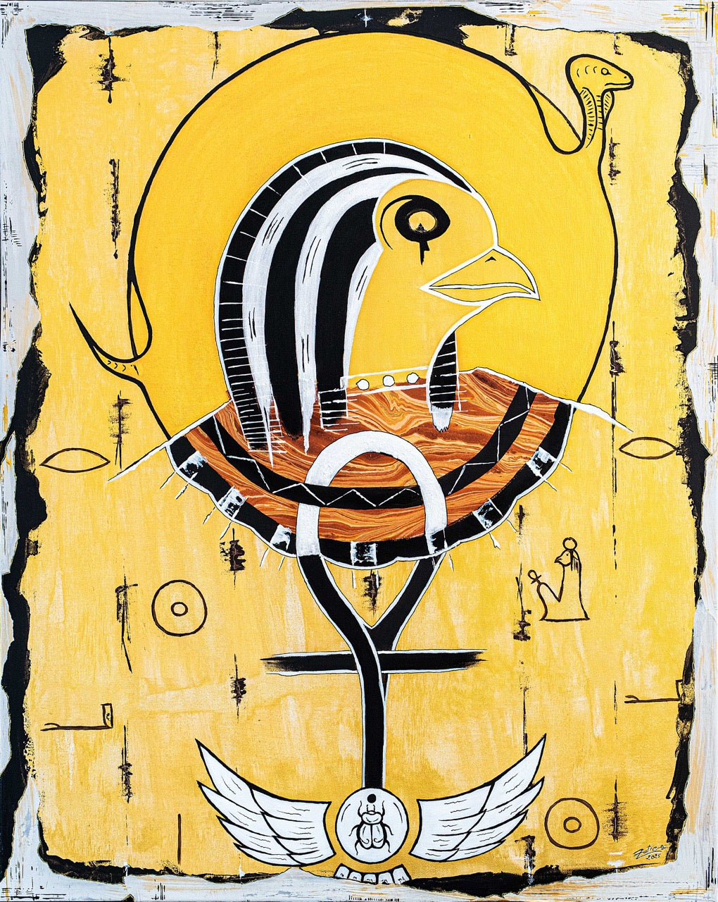 Brothers & Sisters canvas from the Mask series (73x100cm) Technique: Acrylic, Collage, Auxiliaries.