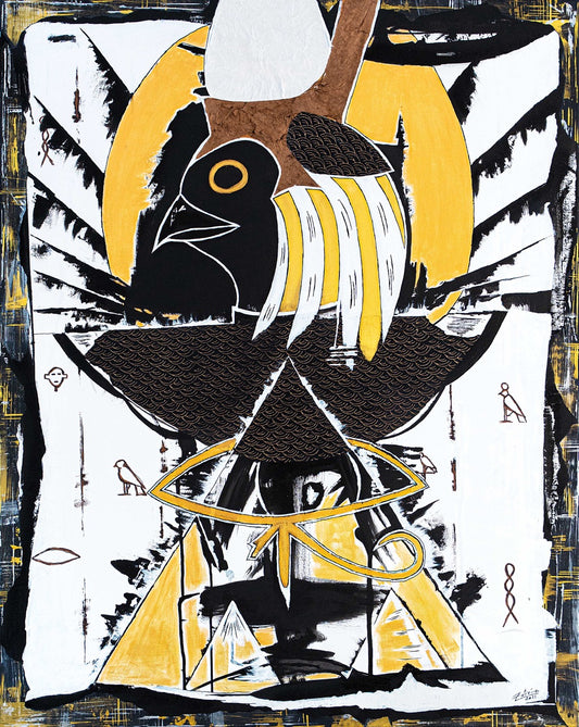 Brothers & Sisters canvas from the Mask series (73x100cm) Technique: Acrylic, Collage, Auxiliaries.