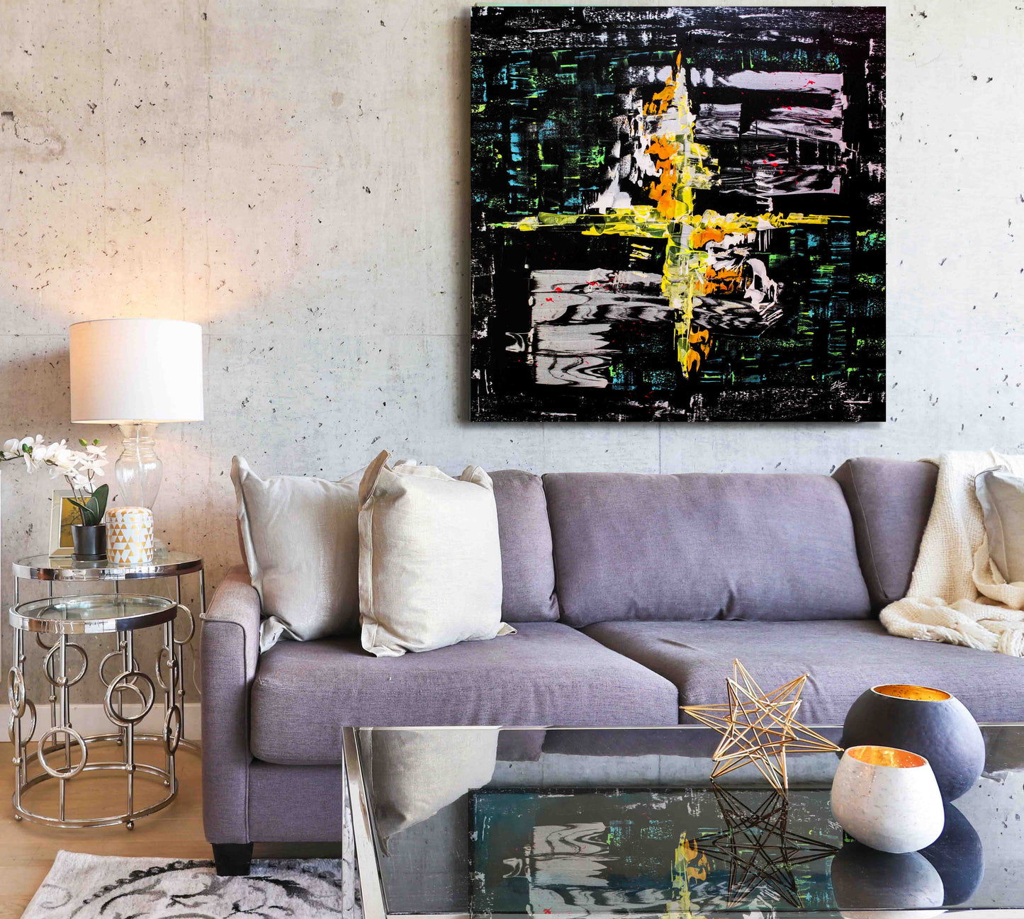 Canvas Number 4 from the Numbers series (100x100cm) Technique: Acrylic, Sand