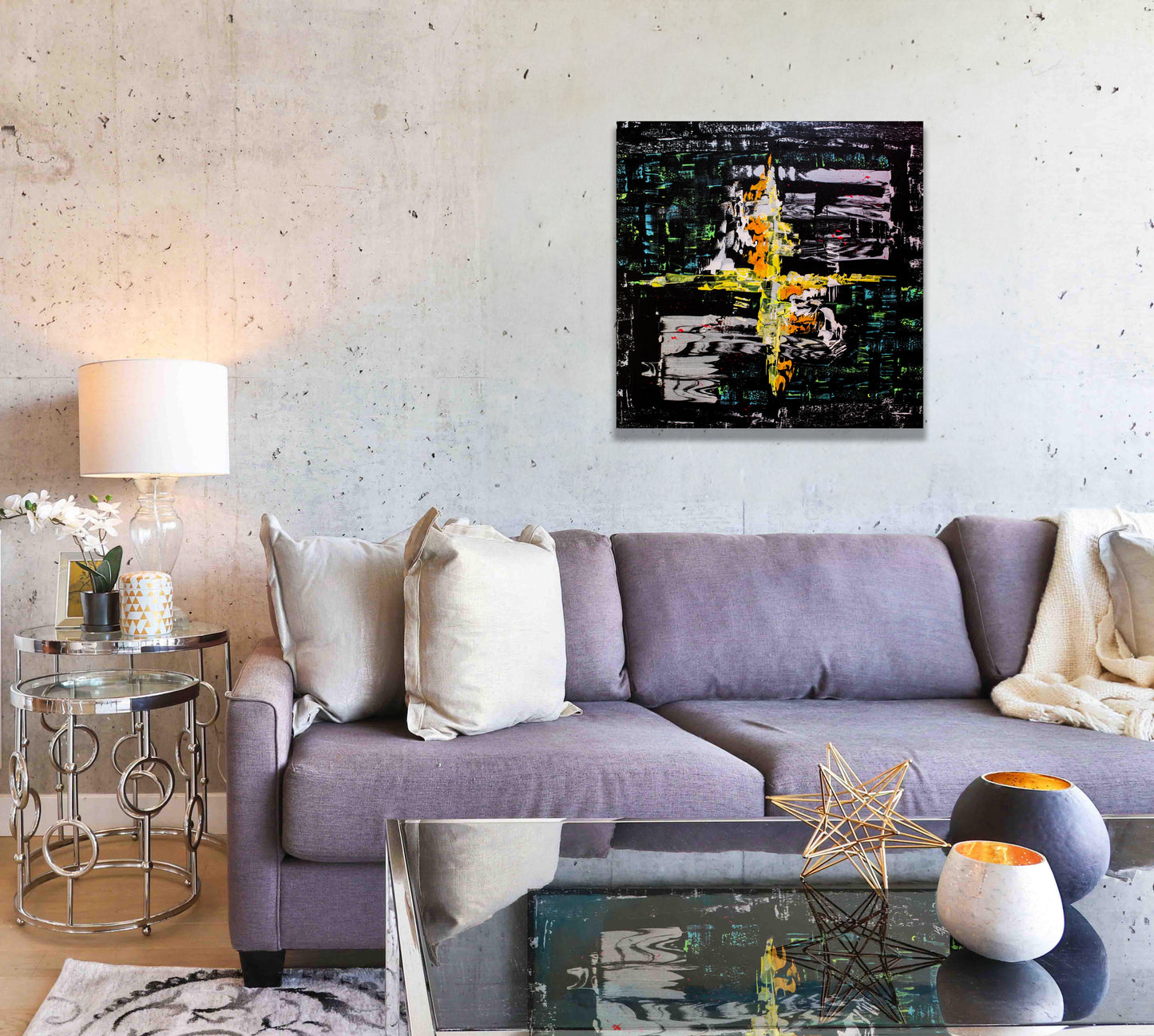 Canvas Number 4 from the Numbers series (100x100cm) Technique: Acrylic, Sand