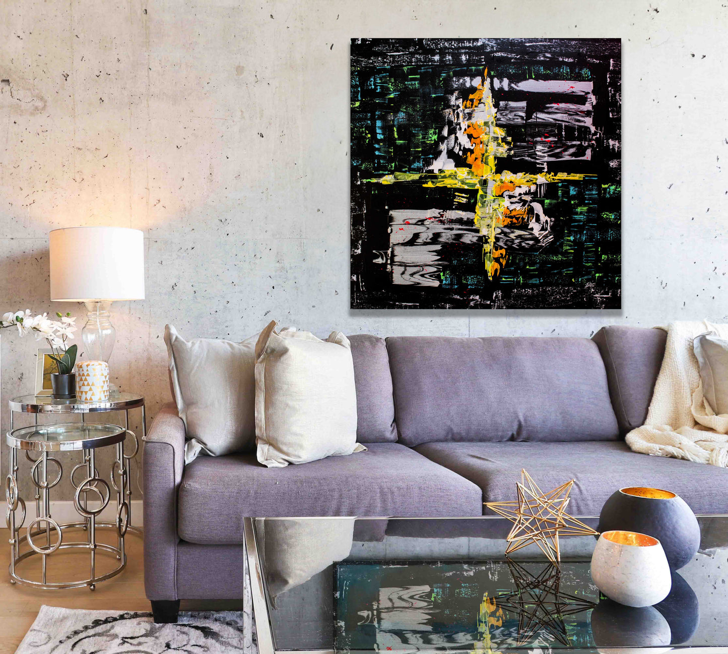 Canvas Number 4 from the Numbers series (100x100cm) Technique: Acrylic, Sand