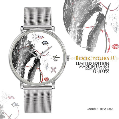 Montre Kiss N&B designed by Zatie's Art