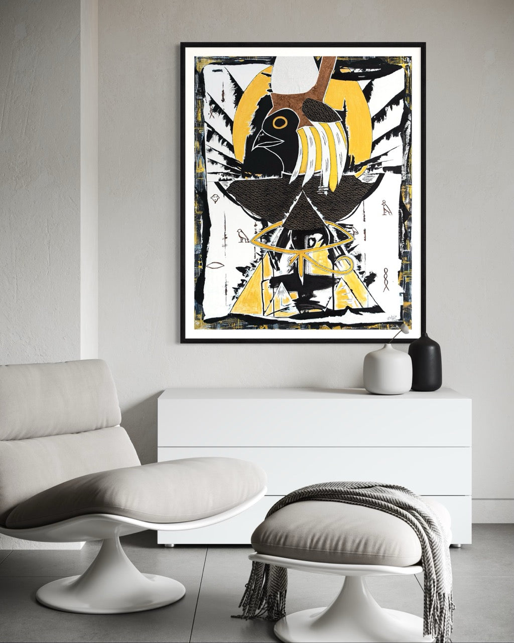 Brothers &amp; Sisters canvas from the Mask series (73x100cm) Technique: Acrylic, Collage, Auxiliaries.