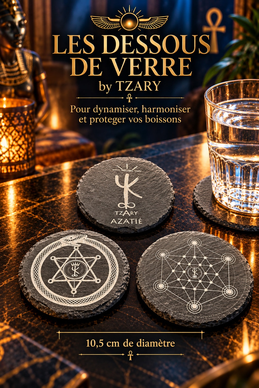 Dessous de Verre Vibratoire en Ardoise