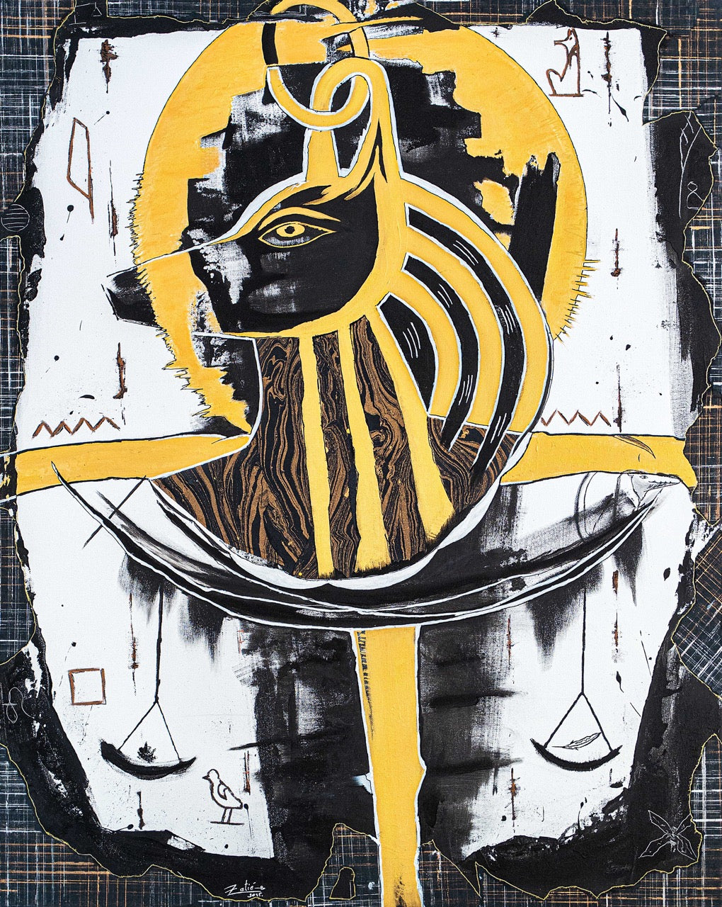 Brothers &amp; Sisters canvas from the Mask series (73x100cm) Technique: Acrylic, Collage, Auxiliaries.