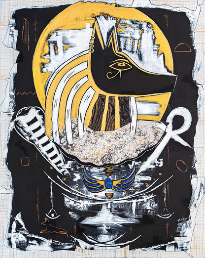 Brothers &amp; Sisters canvas from the Mask series (73x100cm) Technique: Acrylic, Collage, Auxiliaries.