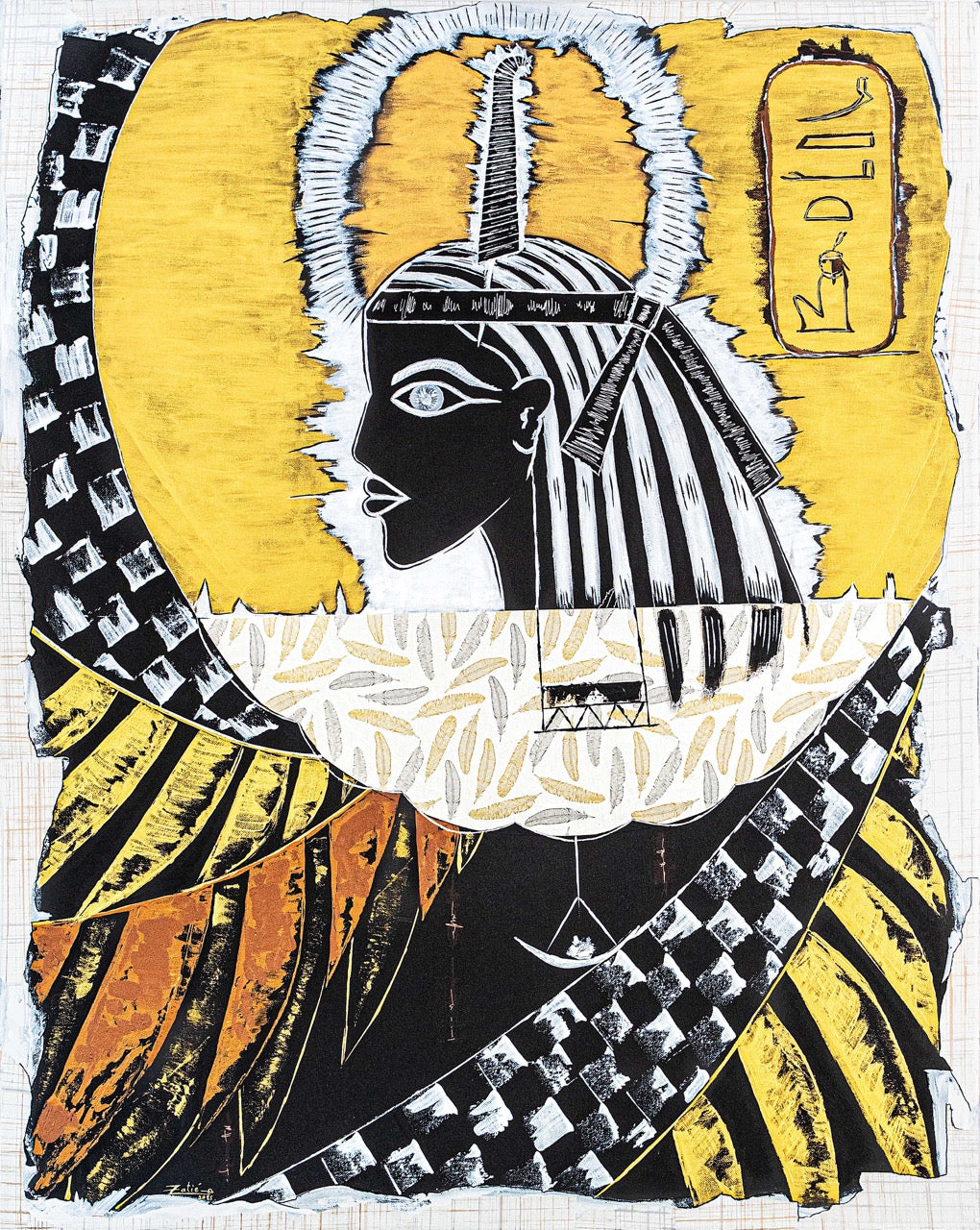 Brothers &amp; Sisters canvas from the Mask series (73x100cm) Technique: Acrylic, Collage, Auxiliaries.